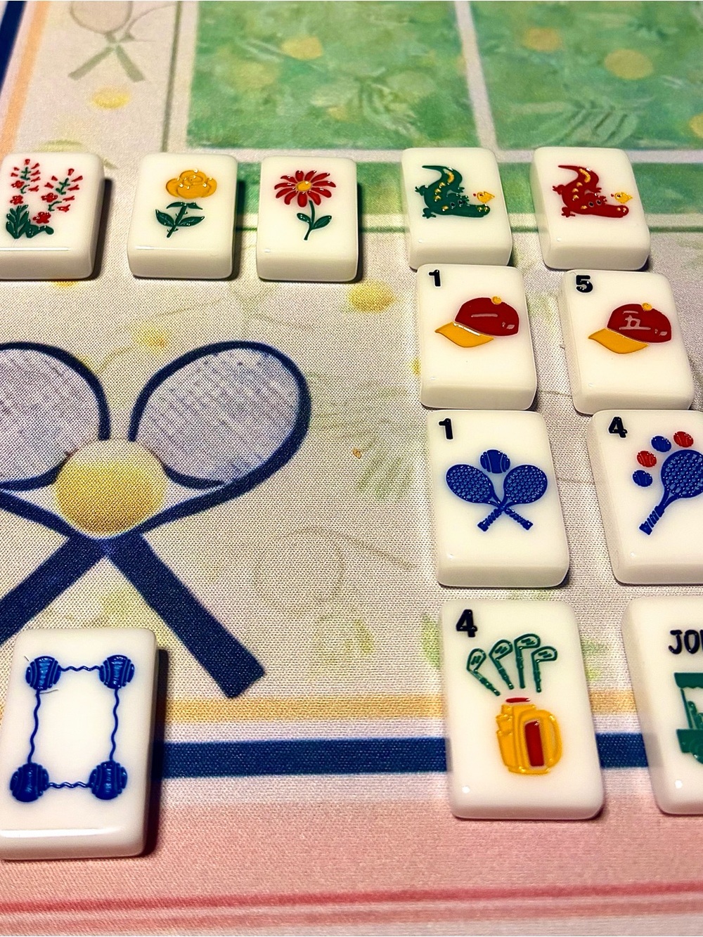 Country club tennis golf 160 engraved white mahjong tiles